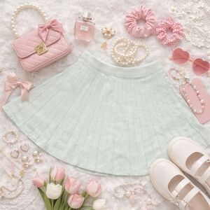 A New Day Soft Knit Pleated Mint Mini Skirt | Womans Size XL